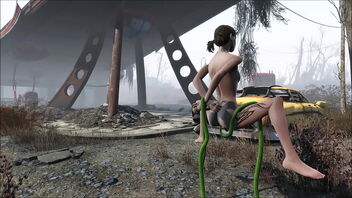 3D animated hentai with a brunette girl from Fallout 4