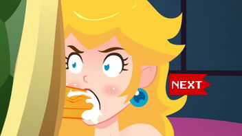 Sloppy blow-job and deep throat action in a Princess Peach hentai game