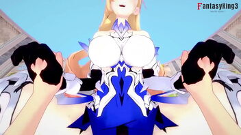 Pretty anime female Bianka Ataegina's titillating ride in Honkai Impact