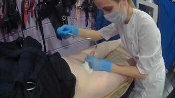 Femdom doctor in a straightjacket, amateur medical fetish video