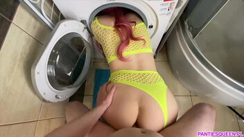 My stepmother got stuck in the washing machine and that is why I had to have romp with her.