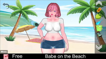 2D animated softcore game with a babe on the beach