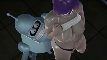 3D porn with Futurama's Leela and Bender in a creampie fetish scene